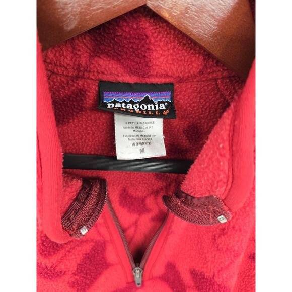Vintage Patagonia Synchilla Fleece Pullover 1/4 Zip Size MED Floral Design Red - Picture 4 of 10